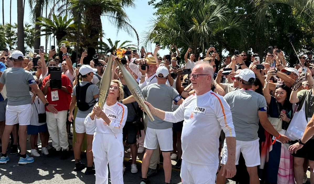 Olympic Torch Passes Through Cannes Lions